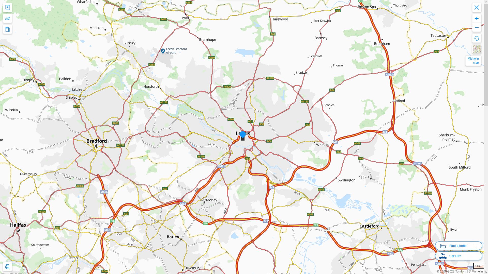 Leeds Royaume Uni Autoroute et carte routiere